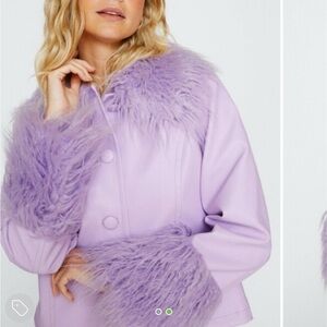 Nasty Gal Lavender Teddy Jacket with Faux Fur